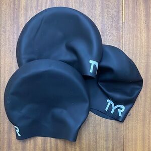 TYR  Black Swim Cap Silicone Set of 3 caps